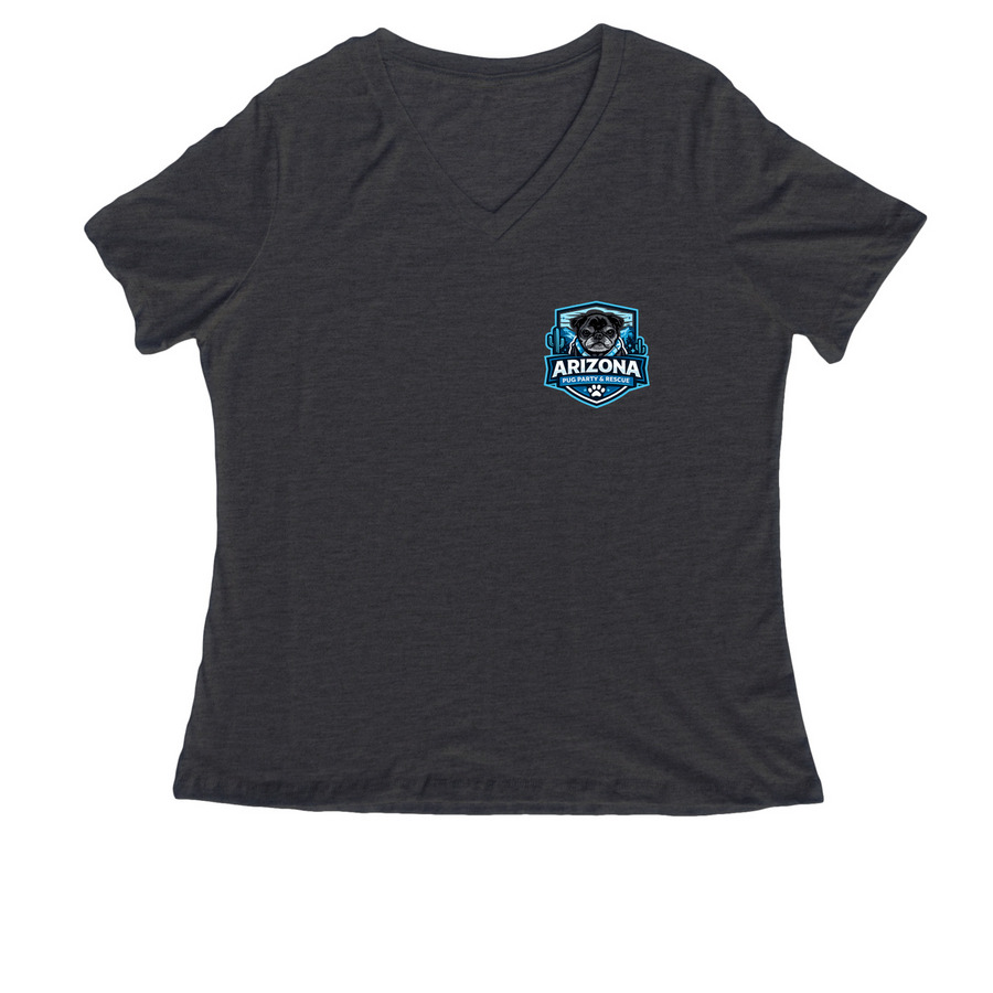 Tank's Tracks, a Dark Grey Heather Women's Relaxed V-Neck Tee