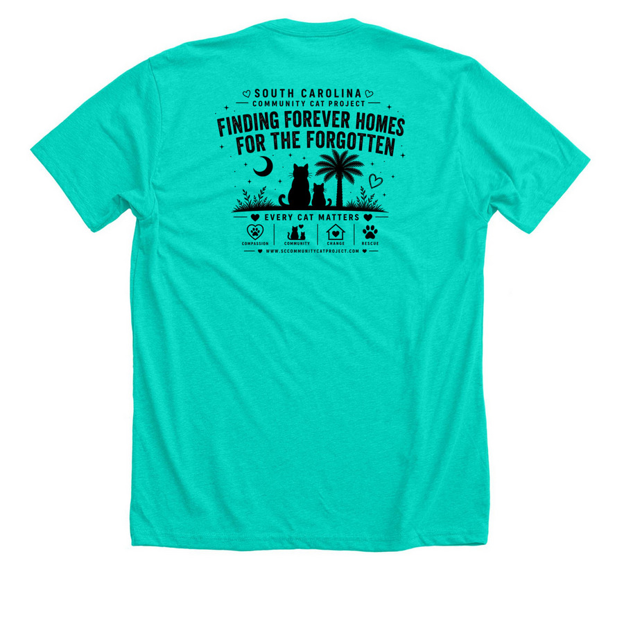 South Carolina Community Cat Project&nbsp;, a Heather Sea Green Premium Unisex Tee (back-view)