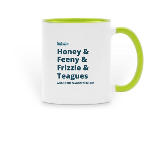 Who's your favorite teacher coffee mug, a Green Two-Tone Ceramic Mug