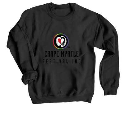 Crape Myrtle Festival Swag, a Black Crewneck Sweatshirt