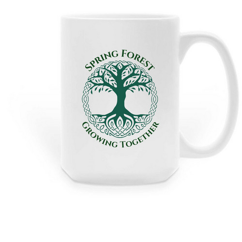 Spring Forest: Growing Together, a White Large Coffee Mug