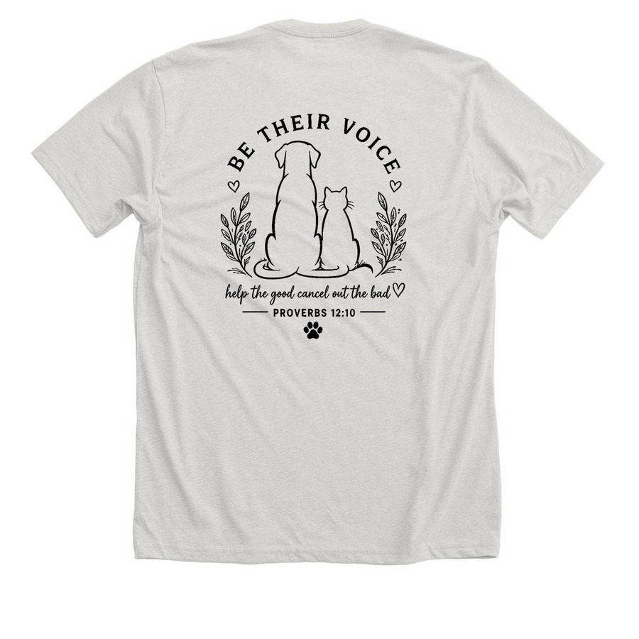 BE THEIR VOICE, a Heather Cement Premium Unisex Tee (back-view)