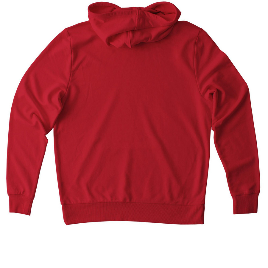 GIRLS WILL BE GIRLS, a Revolution Red Allmade Organic French Terry Pullover Hoodie (back-view)