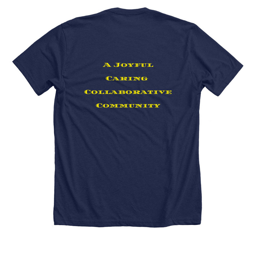 BPS, a Solid Navy Blend Premium Unisex Tee (back-view)