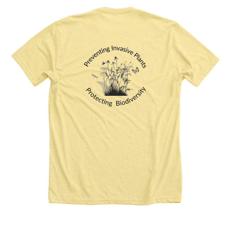 Protecting Biodiversity Merch, a Heather Yellow Gold Premium Unisex Tee (back-view)