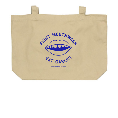 Eat Garlic Tote (Oyster), a Oyster Large Organic Cotton Tote Bag
