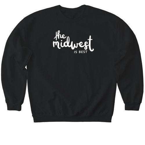 Midwest is Best, a Black Softstyle Crewneck Sweatshirt