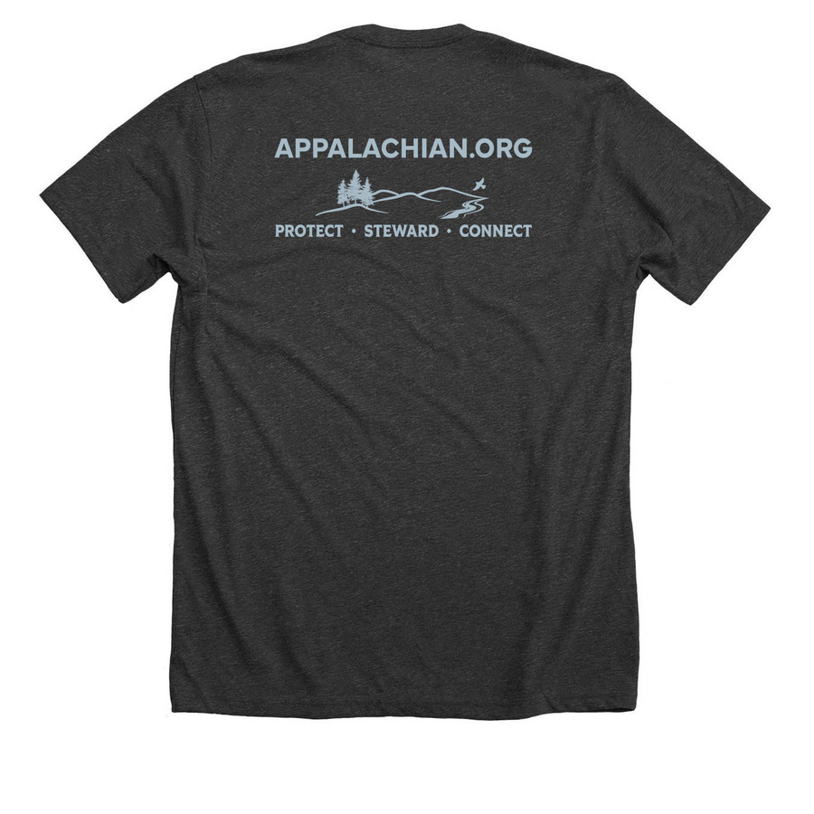Beer & Mountains, a Dark Grey Heather Premium Unisex Tee (back-view)