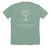 Mental Health Awareness Month: Heart, a Heather Dusty Blue Premium Unisex Tee (back-view)