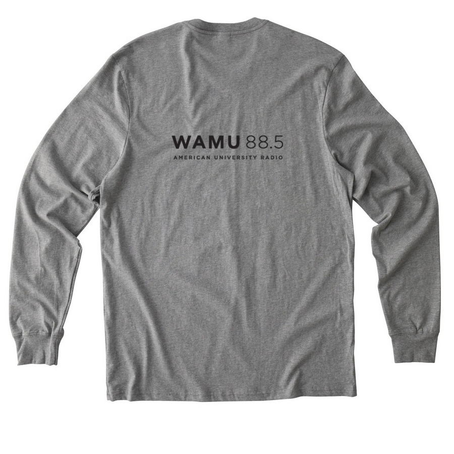 The Big Broadcast @ WAMU, a Granite Grey Heather Allmade Organic Cotton Long Sleeve Tee (back-view)