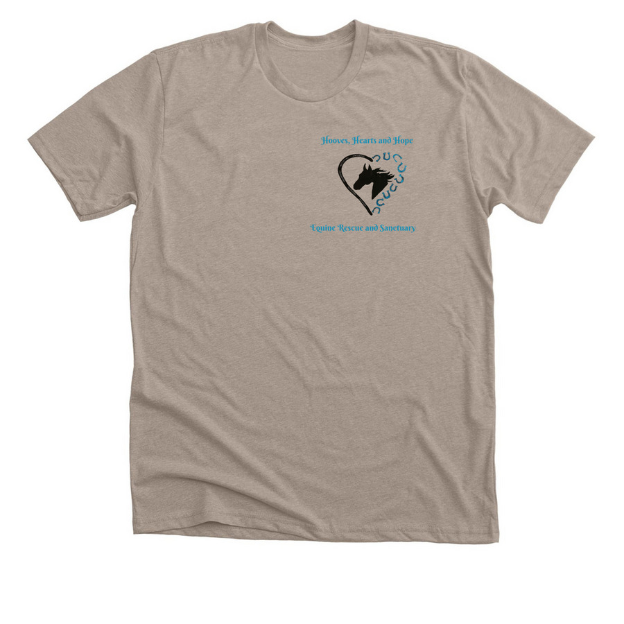 Hooves, Hearts & Hope Equine Rescue Apparel, a Heather Stone Premium Unisex Tee