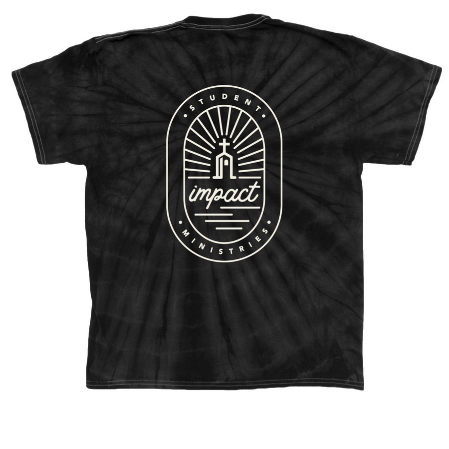 Impact Tshirt - Standard Design Sand, a Black Classic Tie Dye Tee (back-view)