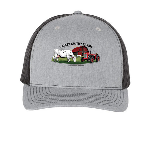 VSF Hats, a Heather Grey/ Black Printed Five-Panel Trucker Cap