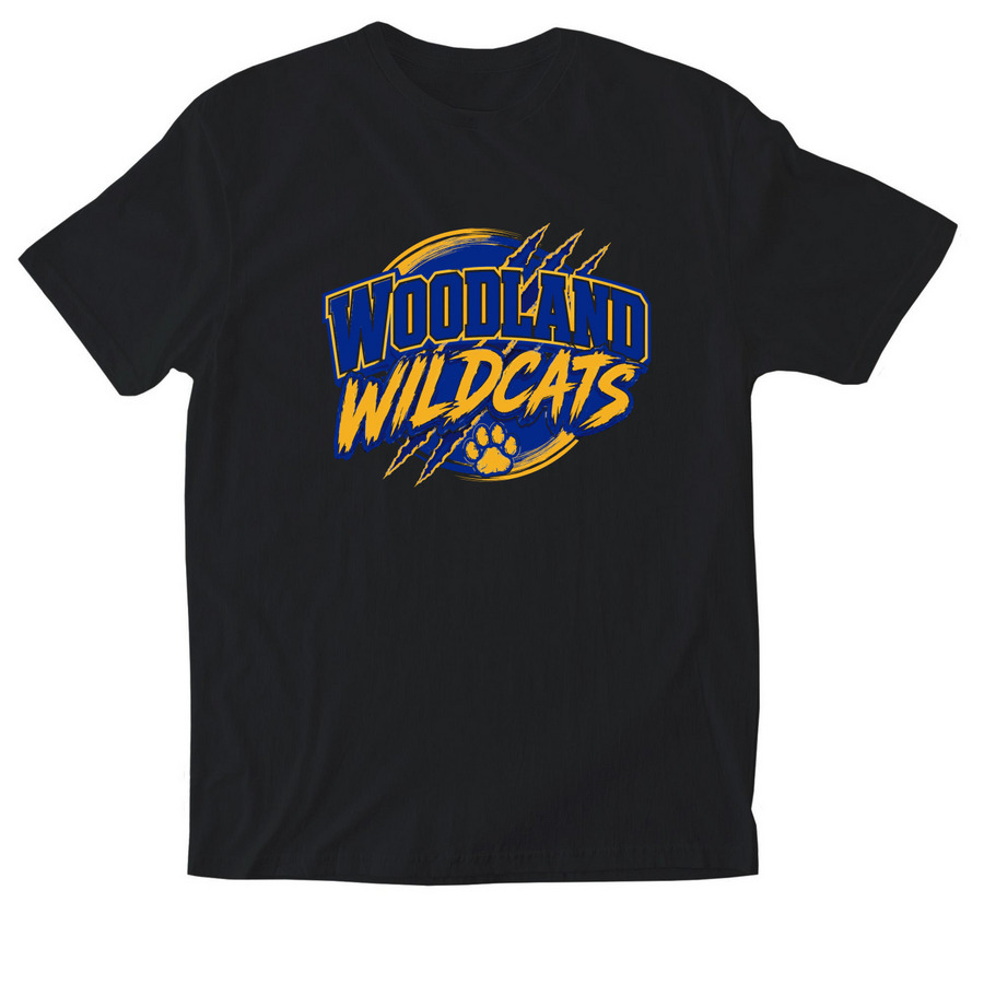 Woodland Elementary School- Blue/Gold, a Black Softstyle Cotton Tee