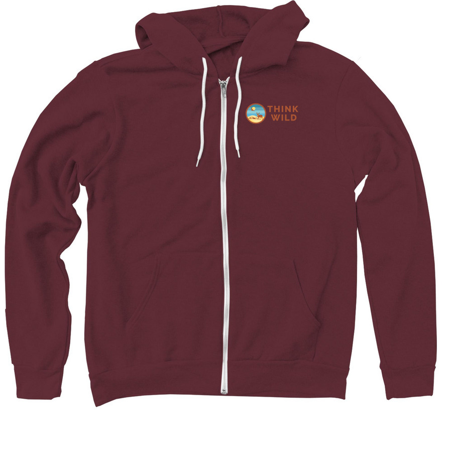 Respect the Locals, a Maroon Zip Up Hoodie