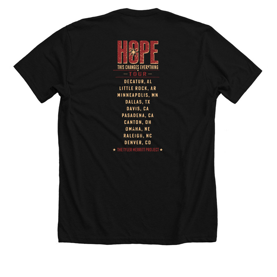 Hope: This Changes Everything Tour, a Solid Black Blend Premium Unisex Tee (back-view)