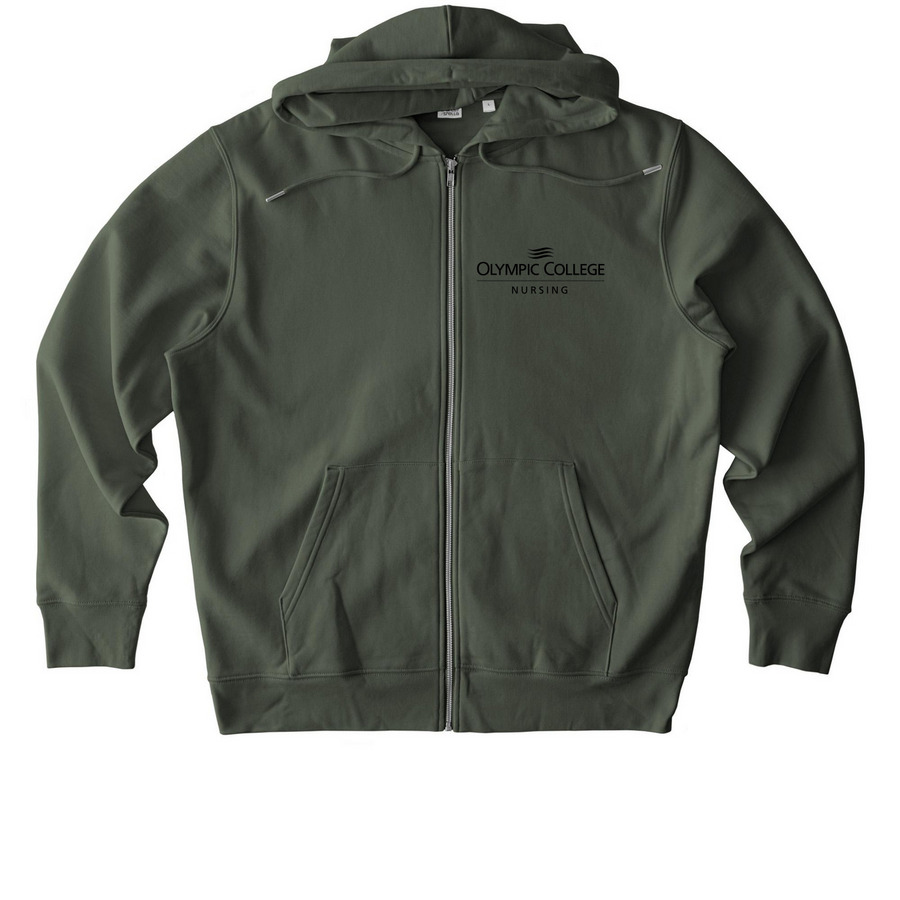 BSN 2026 (back design), a Khaki Green Stanley/Stella Unisex Cultivator 2.0 Zip Up Pullover Hoodie