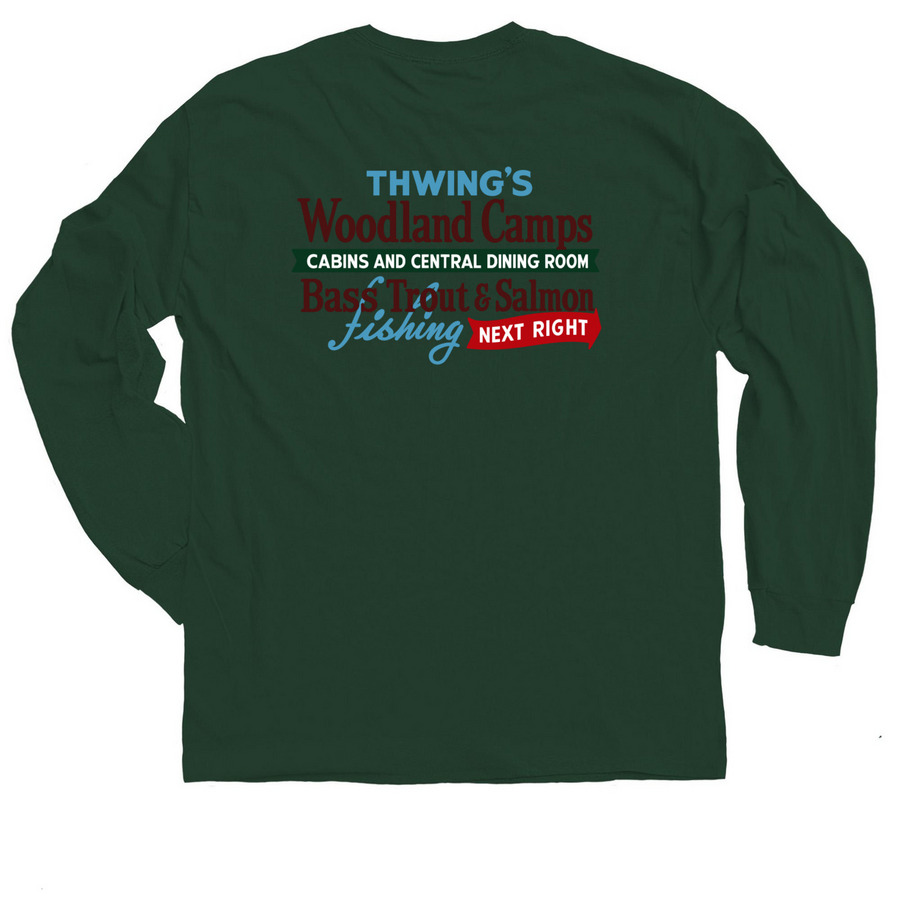 Green Hues Woodland Camps Loon and Thwing's, a Forest Green Classic Long Sleeve Tee (back-view)