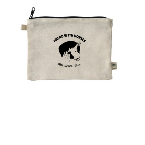 AHEAD With Horses Pouch, a Natural 9"x7" Hemp Blend Pouch