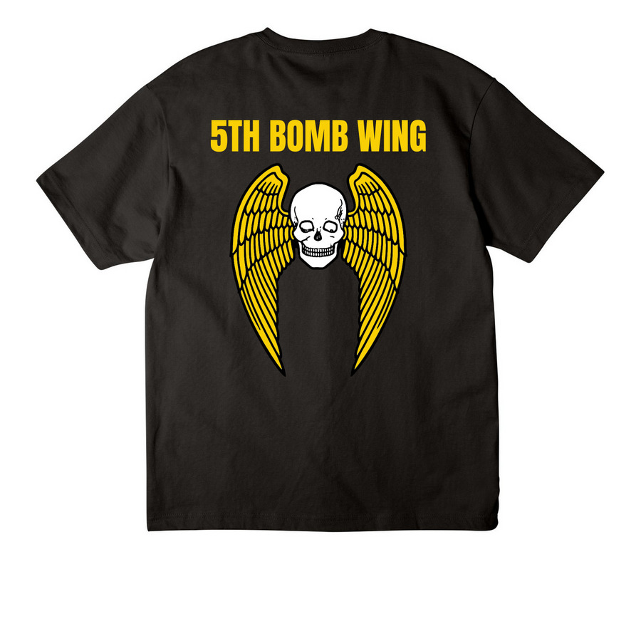5TH BOMB WING - Heavyweight, a Black Unisex Heavyweight Tee (back-view)