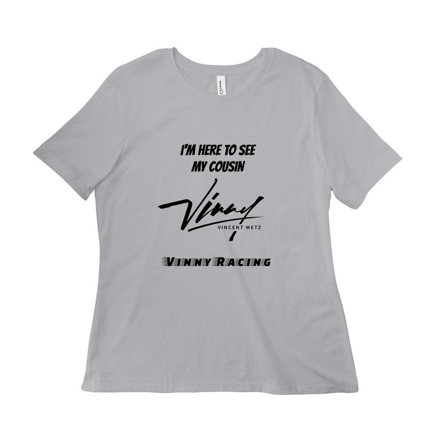 Vinny Racing and Better A Life, a Solid Athletic Grey Women?s Relaxed Cotton Tee