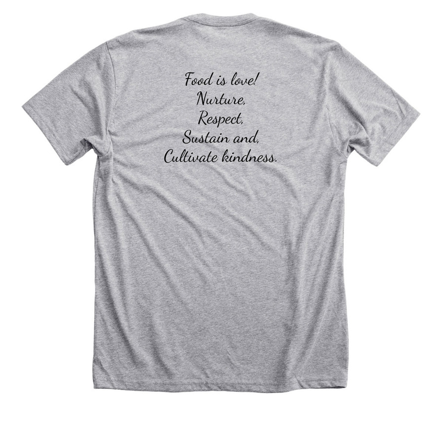 Food is love, a Athletic Heather Premium Unisex Tee (back-view)