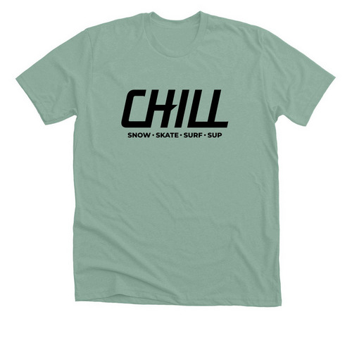 SNOW.SKATE.SURF.SUP, a Heather Dusty Blue Premium Unisex Tee