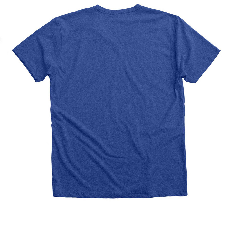 Making Waves tee, a Heather True Royal Premium V-Neck Tee (back-view)