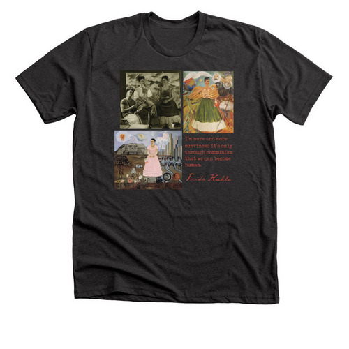 Frida Kahlo Communism Collage Top, a Dark Grey Heather Premium Unisex Tee