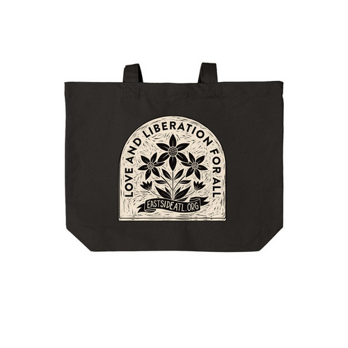 Love and Liberation Tote Bag, a Deep Black Cotton Canvas Tote Bag