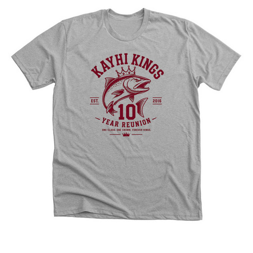 Reunion (MAROON LOGO), a Athletic Heather Premium Unisex Tee
