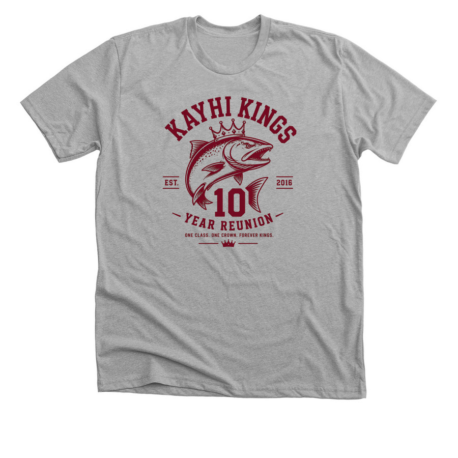 Reunion (MAROON LOGO), a Athletic Heather Premium Unisex Tee