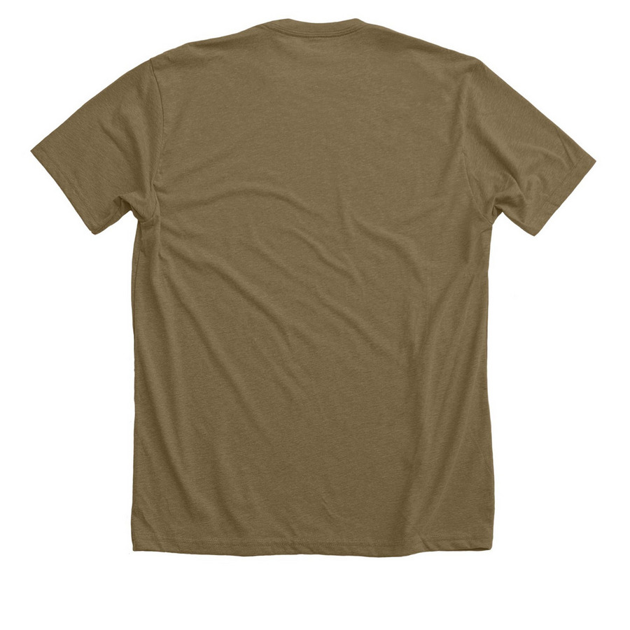 Friar Frogistair, a Heather Olive Premium Unisex Tee (back-view)