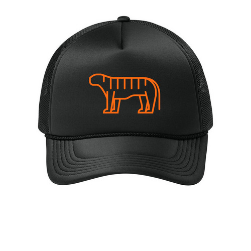 TIGER, a Deep Black Printed Foam Trucker Hat