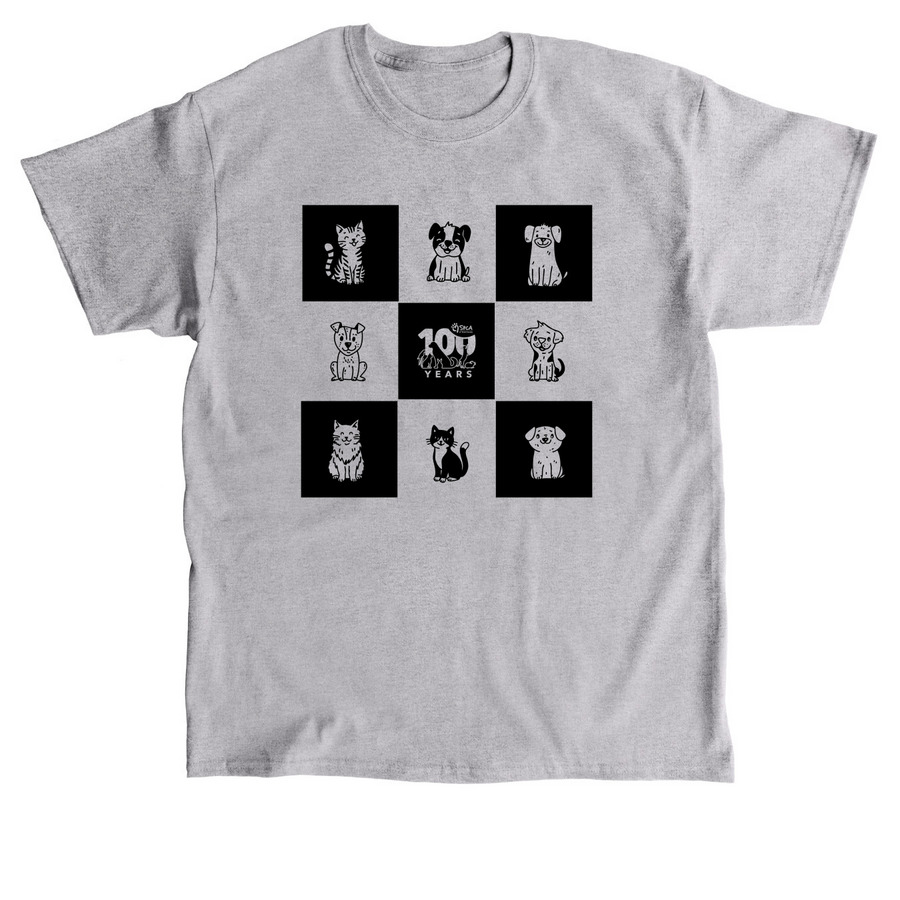 YCSPCA 100 Years Checkered Design, a Sport Grey Classic Unisex Tee