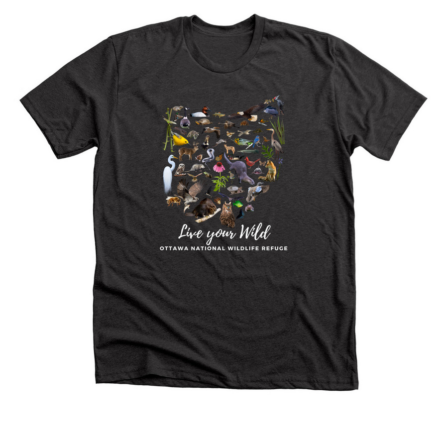 Ohio?s Refuges ? Live Your Wild, a Dark Grey Heather Premium Unisex Tee