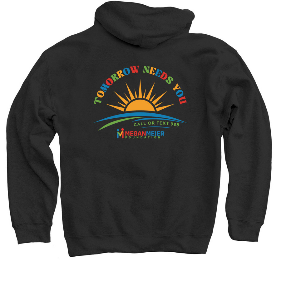 Tomorrow Needs You Sweatshirts, a Black Pullover Hoodie (back-view)