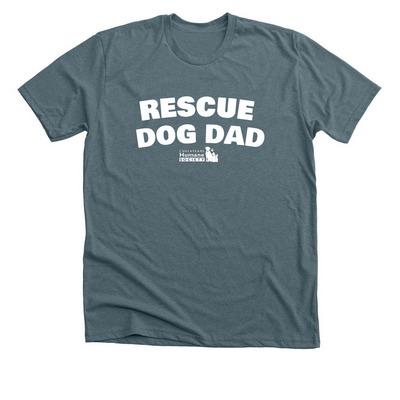 Real Men Adopt Dogs, a Heather Slate Premium Unisex Tee