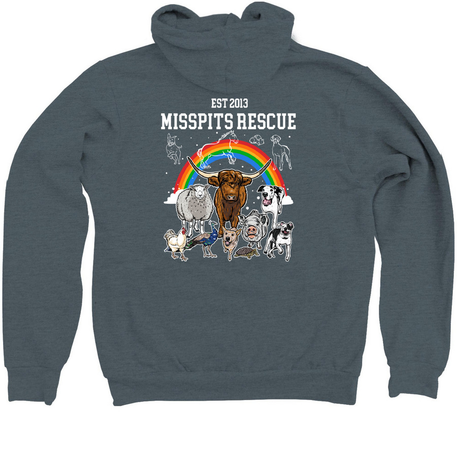 Zipper Hoodie!&nbsp;, a Heather Slate Zip Up Hoodie (back-view)