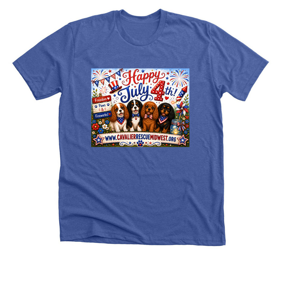 Cavaliers and 4th of July, a Solid True Royal Premium Unisex Tee