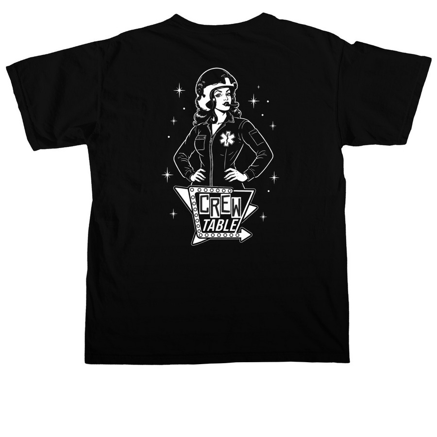 Crew Table&nbsp;, a Black Comfort Colors Unisex Tee (back-view)