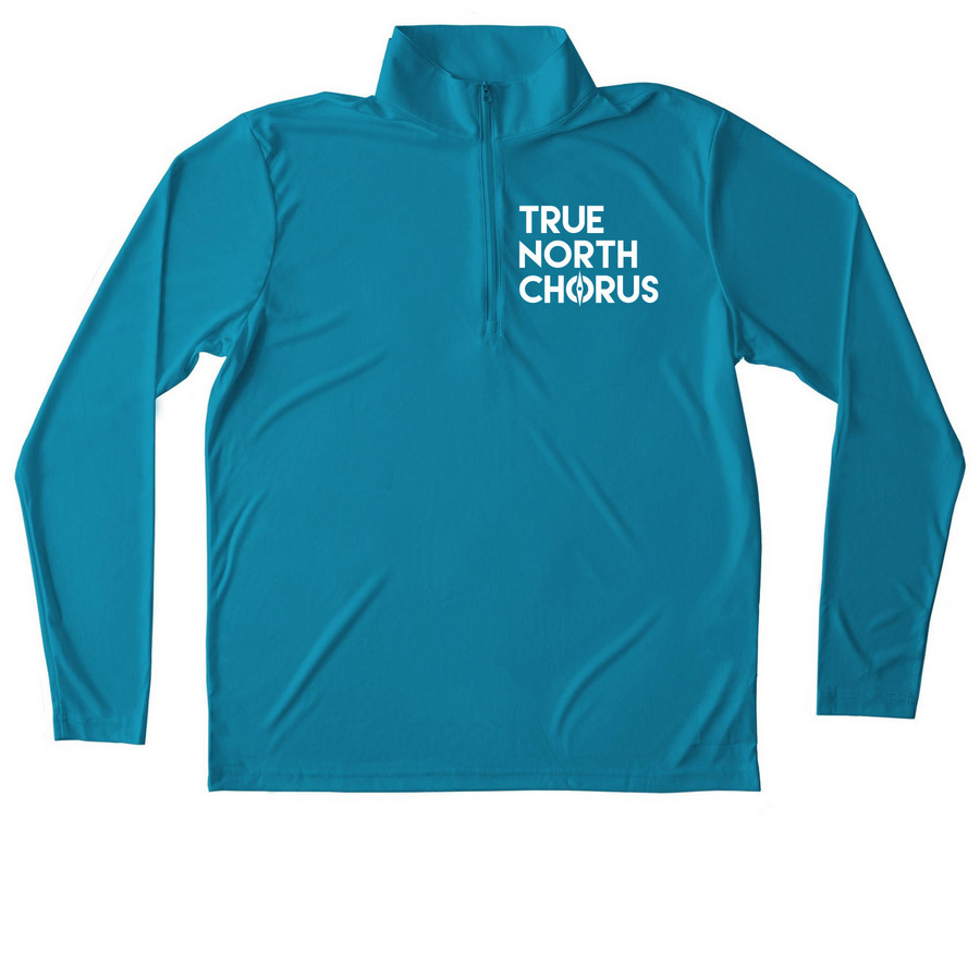 White Logo 1/4 Zip Pullover, a Atomic Blue Unisex Performance Quarter Zip Pullover