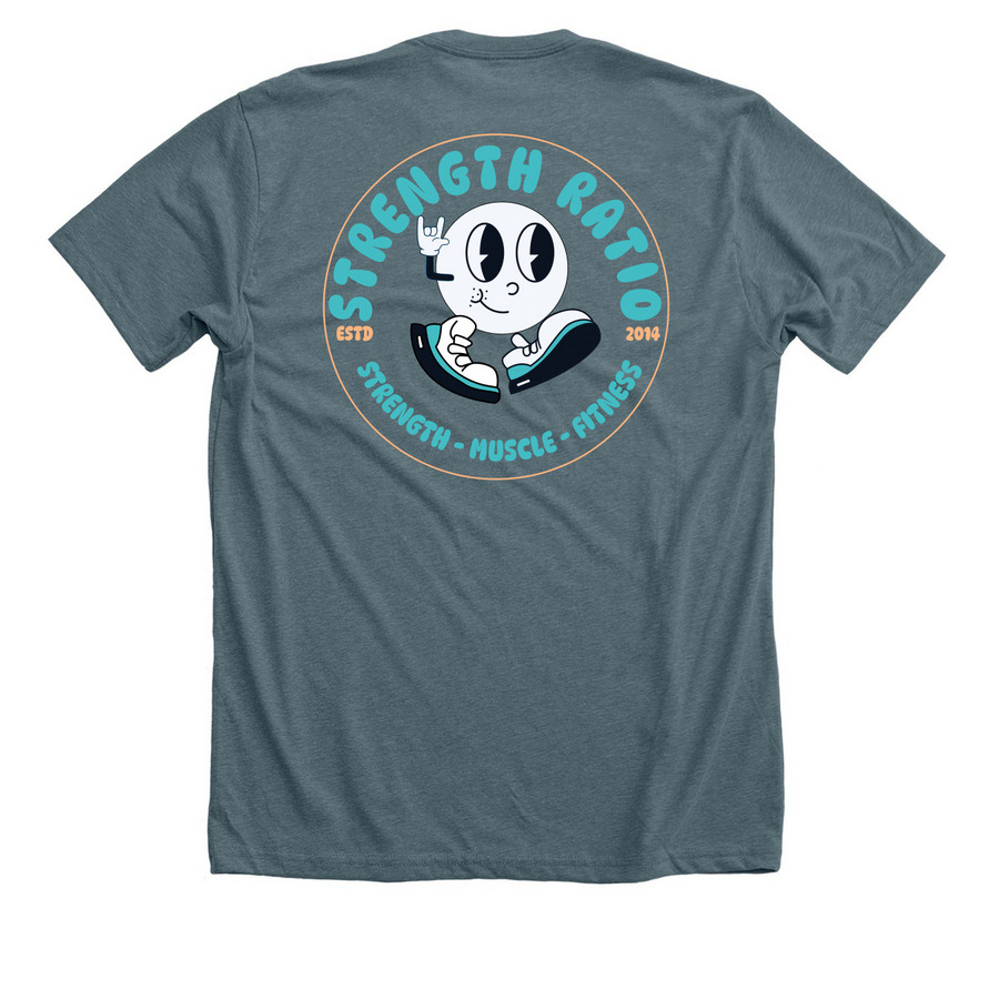 SR Beach Vibes, a Heather Slate Premium Unisex Tee (back-view)
