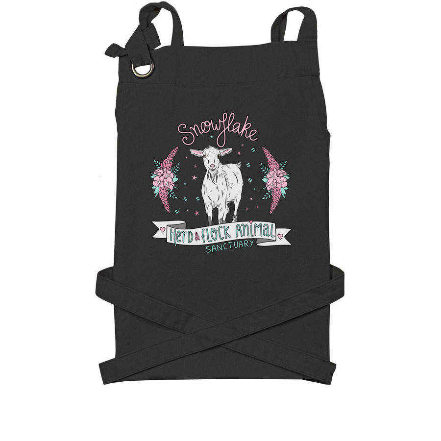 Snowflake, a Black Cotton Canvas Pocket Apron