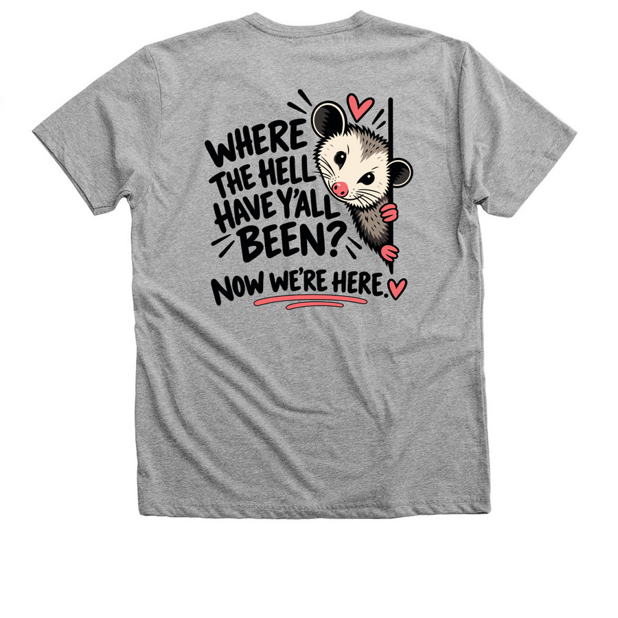WE FOUND OUR PEOPLE, a Athletic Heather Premium V-Neck Tee (back-view)