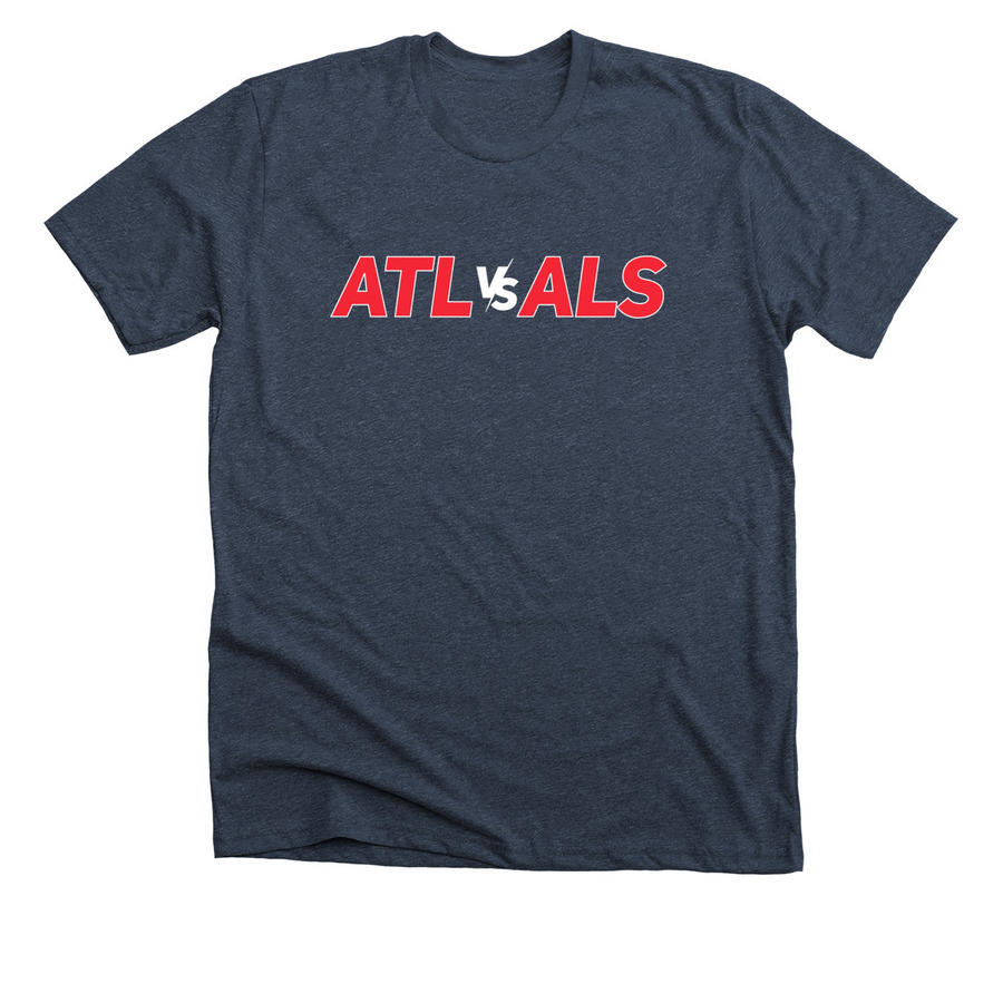 ATL vs ALS Lou Gehrig Day, a Heather Midnight Navy Premium Unisex Tee