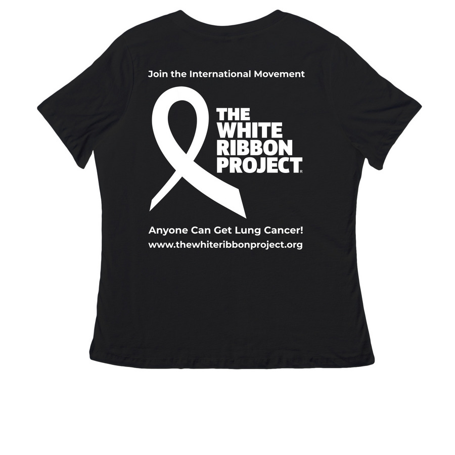 Got Lungs? Then You Can Get Lung Cancer!&nbsp;, a Black Women's Relaxed V-Neck Tee (back-view)