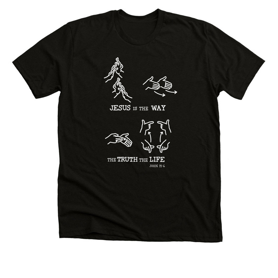 Sign Language Scripture and Visual Art Bible, a Black Heather Premium Unisex Tee
