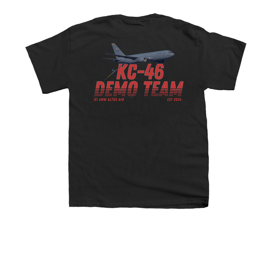 KC46 Demo Team, a Black Youth Unisex Tee (back-view)