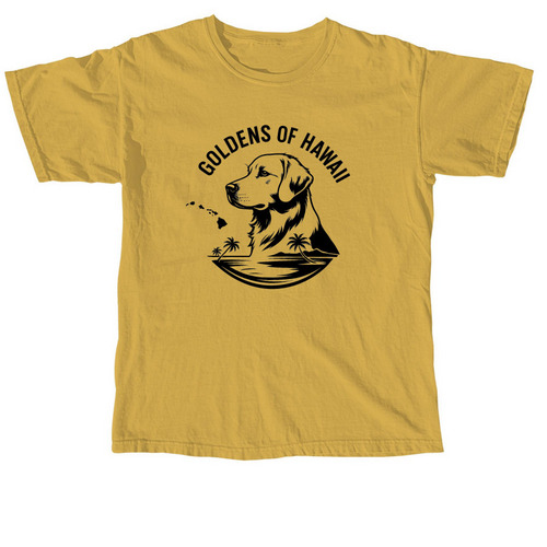 Goldens of Hawaii - black logo, a Mustard Comfort Colors Unisex Tee